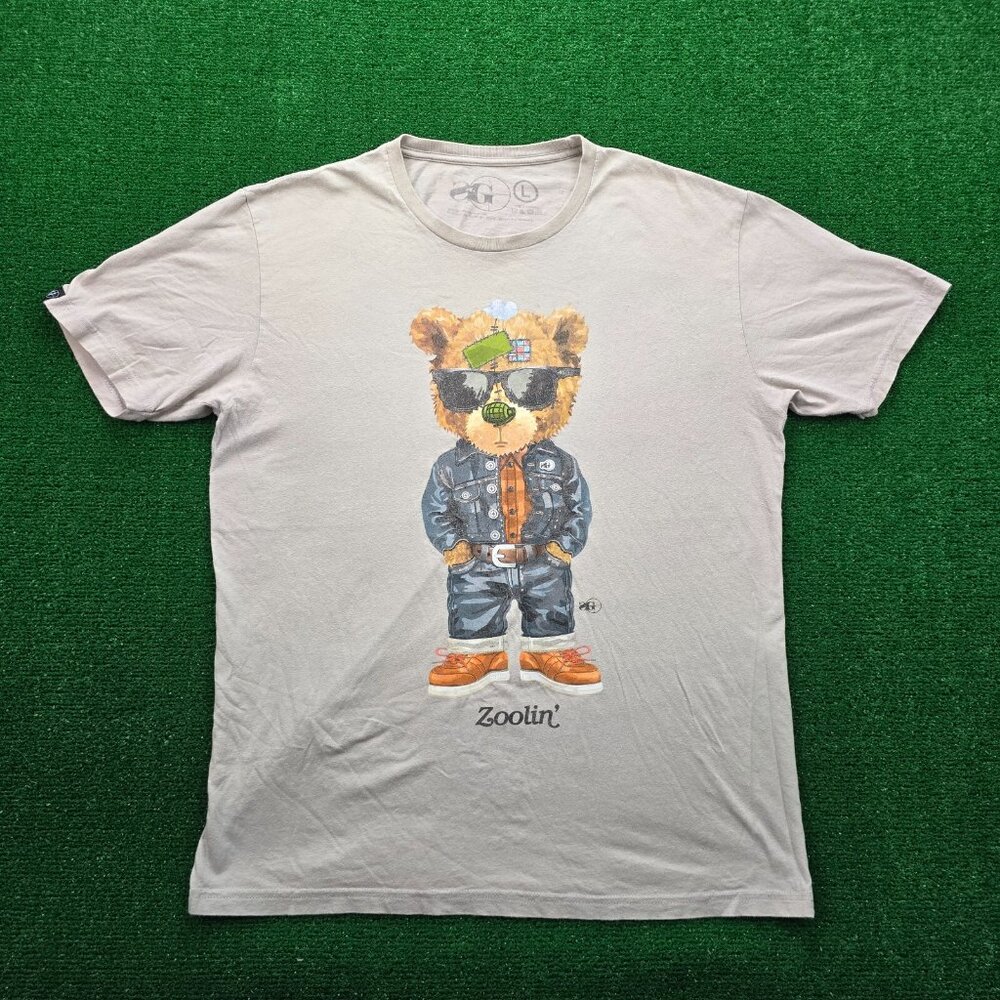 Sniper Gang Tshirt Mens Large Beige Short‎ Sleeve Zoolin Bear Swag Streetwear